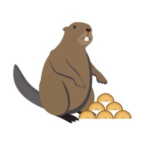 Beaver and the Logs Vector Art