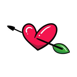 Leaf Arrow Piercing Heart Vector Art