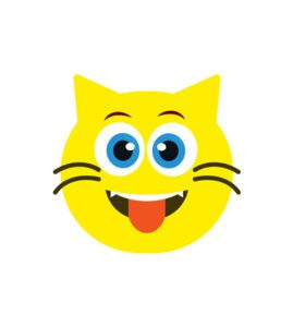 Excited Cat Face with Tongue Face Emoji Vector Art
