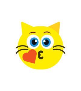 Cat Throwing a Kiss heart Emoji Vector Art