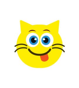 Playful Smiling Cat Face with Tongue Vector Art