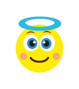 Blushing Face with Halo Emoji Vector Art