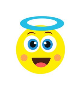 Laughing Blushing With Halo Emoji Vector Art