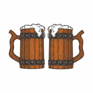 Wooden Beer Mugs Vector Art