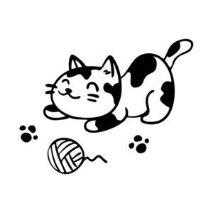 Cute Kitten Playing Silhouette Art