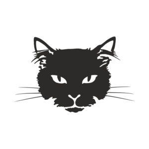 Black Cat Face Silhouette Art