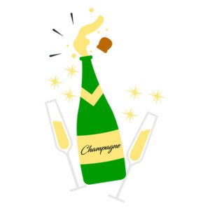 Celestial Popping Champagne with Glasses Vector Art