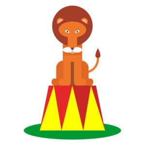Tamed Circus Lion Vector Art