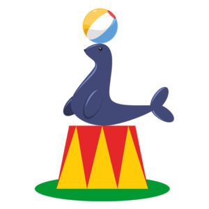 Eyeful Circus Seal Holding a Ball Vector Art