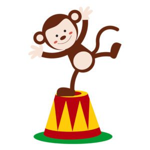 Funny and Clever Circus Monkey Vector Art