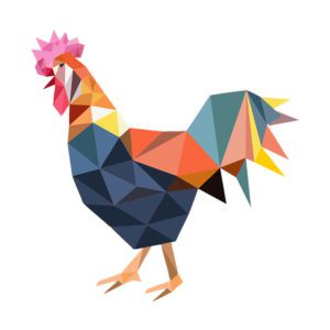 Seductive Colorful Rooster Origami Vector Art