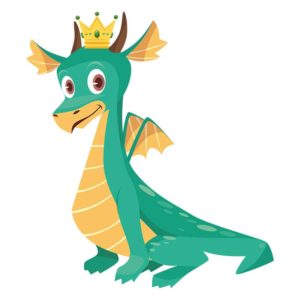 Intricate Crowned Green Baby Dragon Vector Art