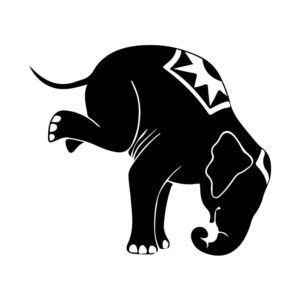 Circus Elephant Standing on Front Legs Silhouette Art