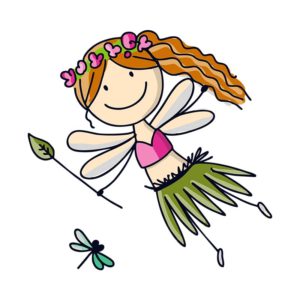 Floral Headband Fairy with Leaf Wand Vector Art