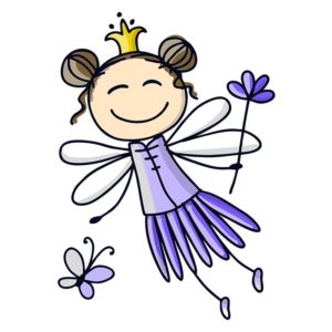 Gradient Color Fairy Holding Petal Wand Vector Art