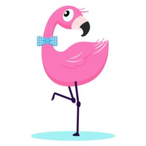 Flamingo Blue Polka Dot Bow Vector Art