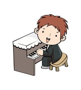 Kid Piano Vector Art