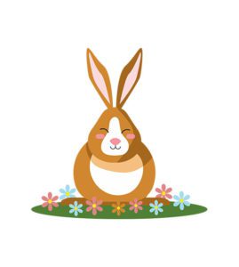 Cute Flowers Rabbit Vector