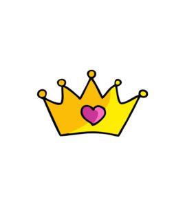 Glorious Heart Shaped Golden Crown Vector Art