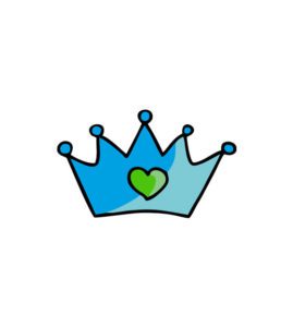 Blue Shaded Colored Heart Shaped Crown Vector Art