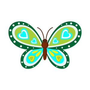 GREEN HEARTS BUTTERFLY VECTOR ART