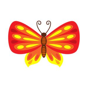 RED AND YELLOW BUTTERFLY VECTOR ART