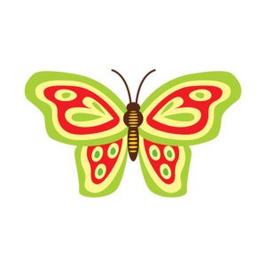 Green and Red Butterfly Vector Art