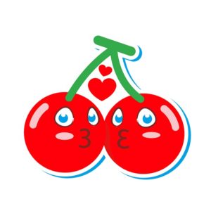 LOVABLE KISSING CHERRY COUPLE VECTOR ART