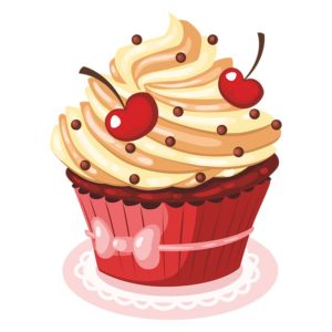 DELISH BUTTERCREAM AND CHERRY ON TOP CUPCAKE VECTOR ART