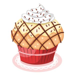 Delish Vanilla With Buttercream Frost Cupcake Vector Art