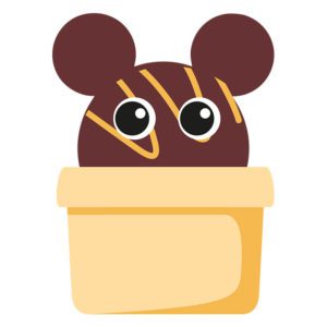 Creamy Ice Cream Scoop Cup Mickey Mouse Vector Art