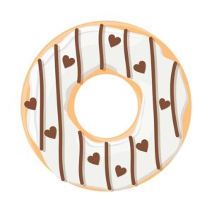 CREAMY HEARTED CHOCOLATE CHIP DONUT VECTOR ART