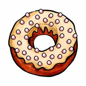 Creamy Peanut Chips Topped Doughnut Vector Art