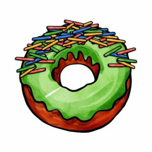 APPLE SPICE CREAM TOPPED DONUT VECTOR ART