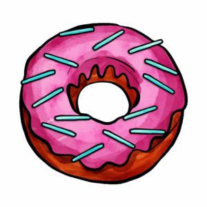 DELISH SPRINKLED TOPPED STRAWBERRY DOUGHNUT VECTOR ART