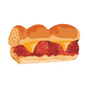 Roasted Chicken Subway Sandwich Burger Vector Art
