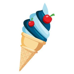 Cherry Top Blue Cone Ice Cream Vector Art