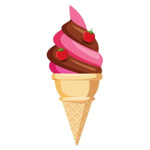 Strawberry Burst Cherry Top Cone Ice Cream Vector Art