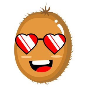 Happy Kiwi Fruit Wearing Glasses Vector Art
