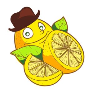 SMIRKING LEMON WEARING TOP HAT VECTOR ART