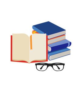 books and glasses vector