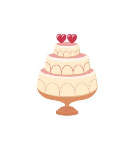 HEARTS WITH BUTTERCREAM FROSTING WEDDING CAKE