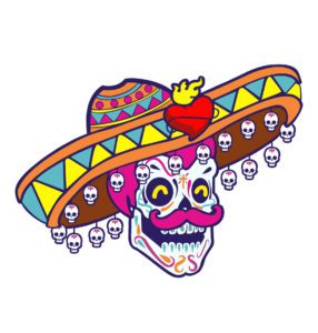 Banded La Calavera Face Mask Vector Art