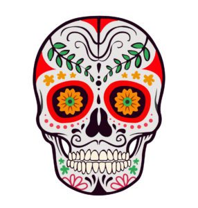Pallid Floral Eyed la Calavera Face Mask Vector Art