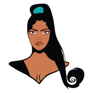 Arousing African American Ponytail Vector Art