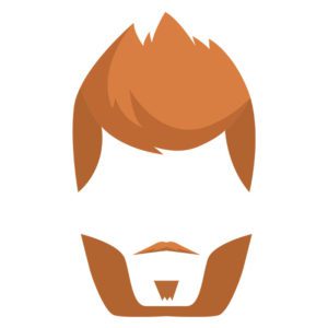 BROWN BEARD AND HAIR FACE CUT VECTOR ART