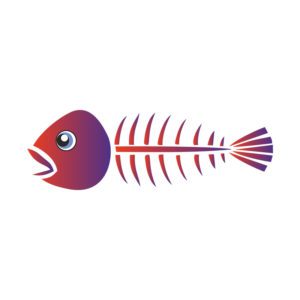 Beady Eyed Gradient Color Fish Bone Vector Art