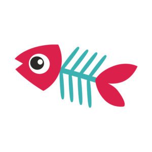 Beady Eyed Red Tail Fish Bone Vector Art
