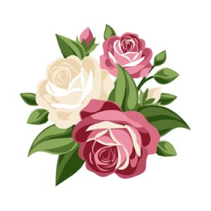 CHARISMATIC WHITE AND RED ROSES FLOWERS VECTOR ART