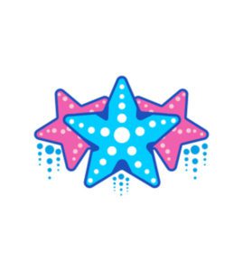 Pink and Blue Star Fish Mermaid Headband Vector Art